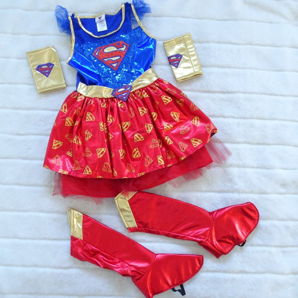 Super Girl  Stretchy Costume Tu Tu Dress Shoe Covers Medium Wristbands
